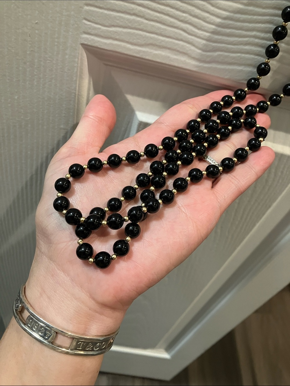 32” strand of 14K balls & Genuine Onyx - Picture 16 of 16